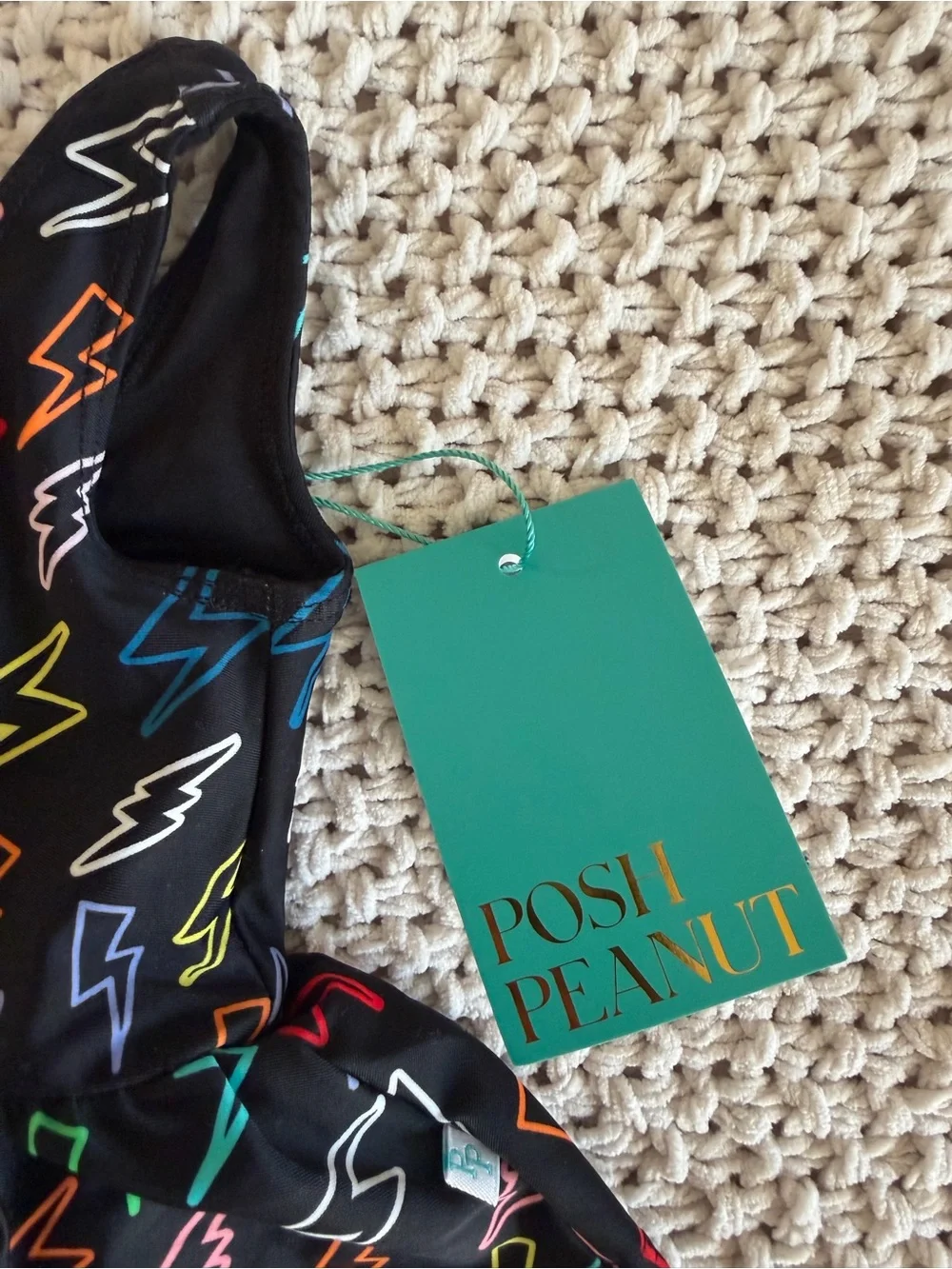 POSH PEANUT Colorful Swimsuit w/ Lightening Bolts — Baby 0-3 Months — NWT